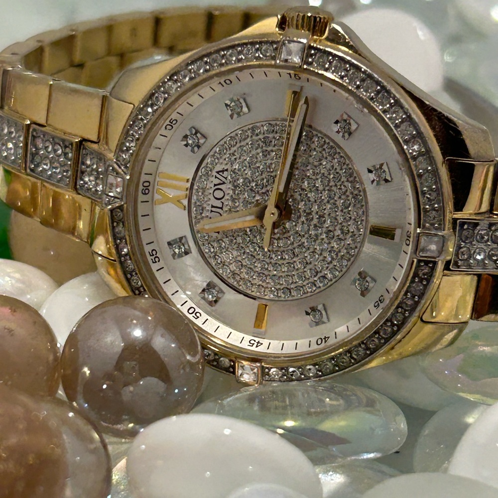 Bulova Women’s Crystal Collection Gold-Tone Watch (Model: 98L228)